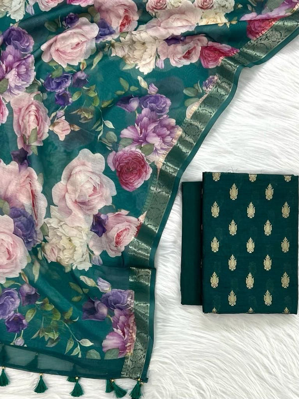 Banarasi 3 pc Salwar Suit Material - Leheriya