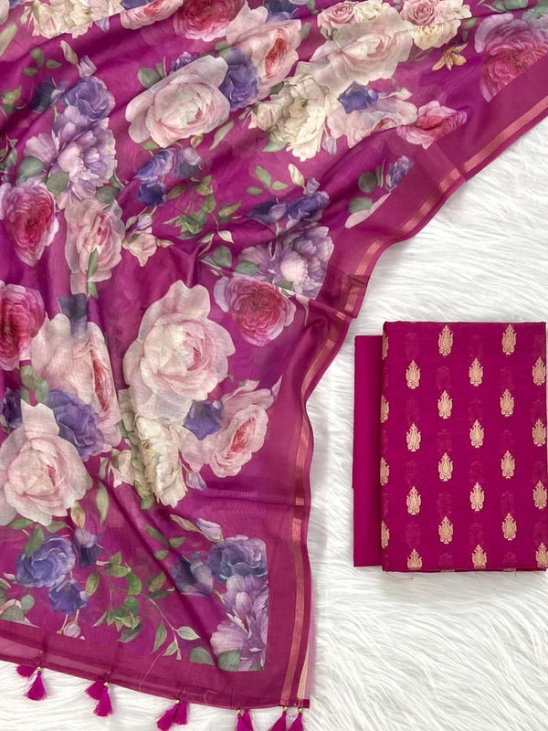Banarasi 3 pc Salwar Suit Material - Leheriya