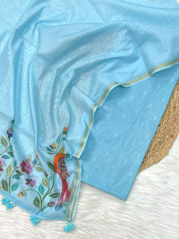 Banarasi 3 pc Unstitched Salwar Suit - Leheriya