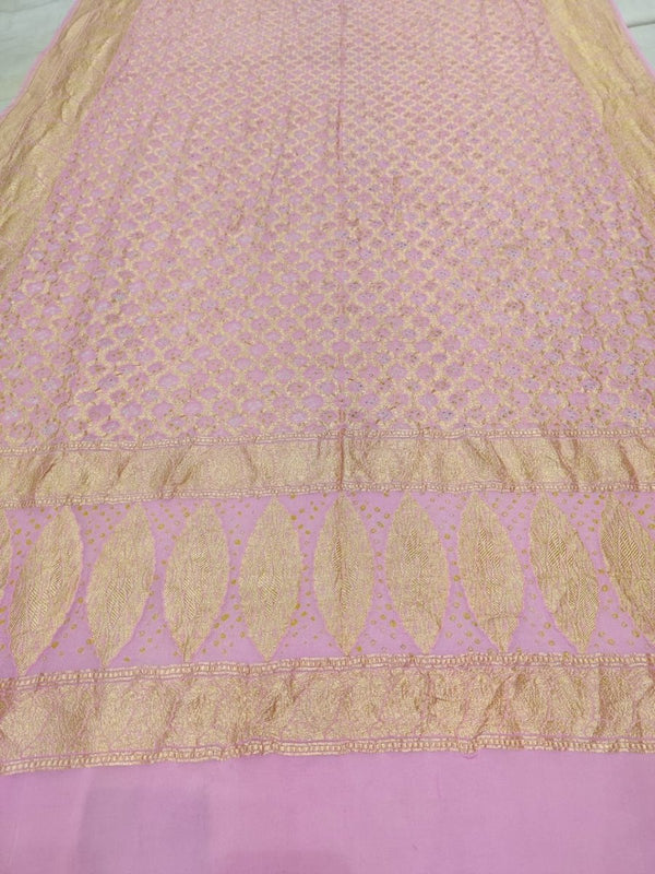Banarasi Bandhani Pure Georgette Neemzari Gharchola Dupatta - Leheriya