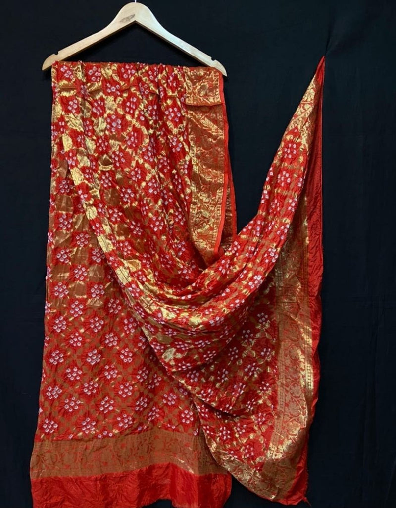 Banarasi Bandhej Gharchola Jangla Dupatta - Leheriya
