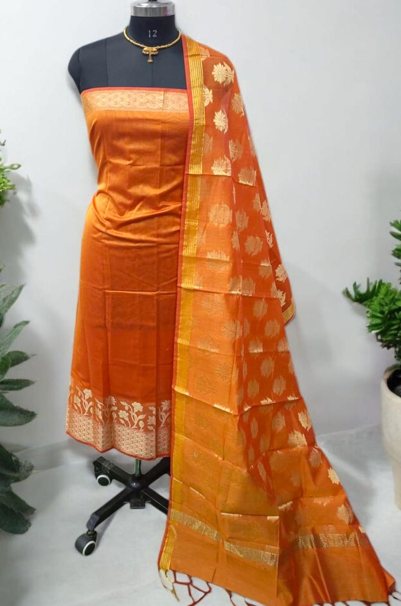 Banarasi Chanderi 2pc Salwar Suit - Leheriya