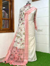 Banarasi Chanderi 3 pc Unstitched Salwar Suit - Leheriya