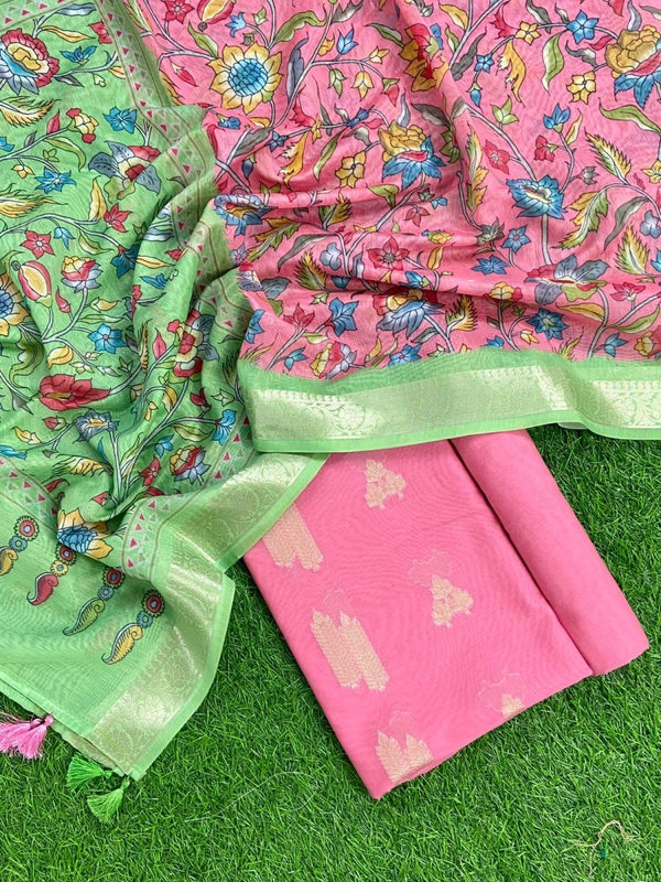 Banarasi Chanderi 3pc Salwar Suit - Leheriya