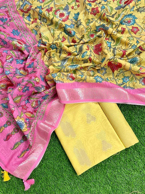 Banarasi Chanderi 3pc Salwar Suit - Leheriya