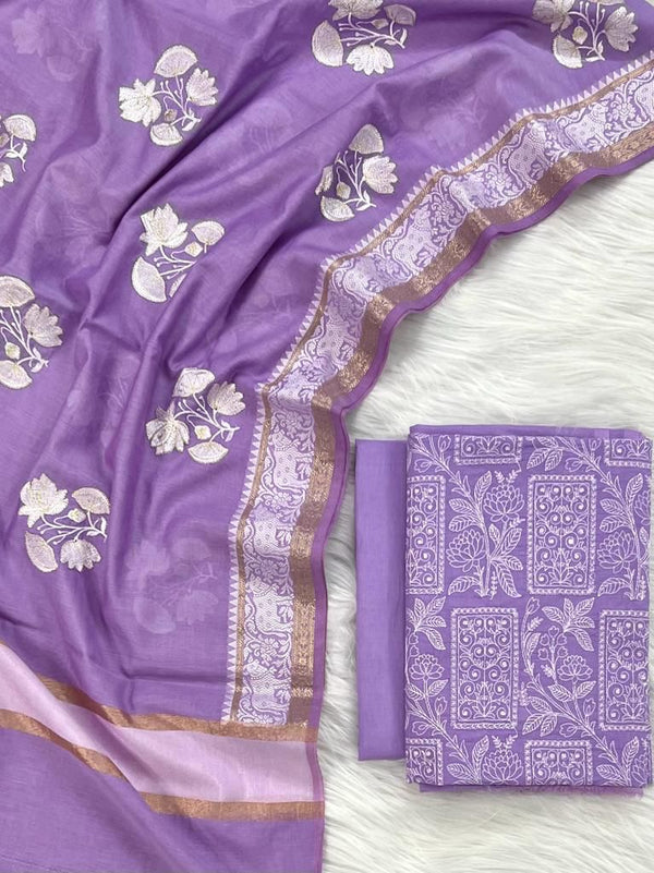 Banarasi Chanderi Salwar Suit - Leheriya