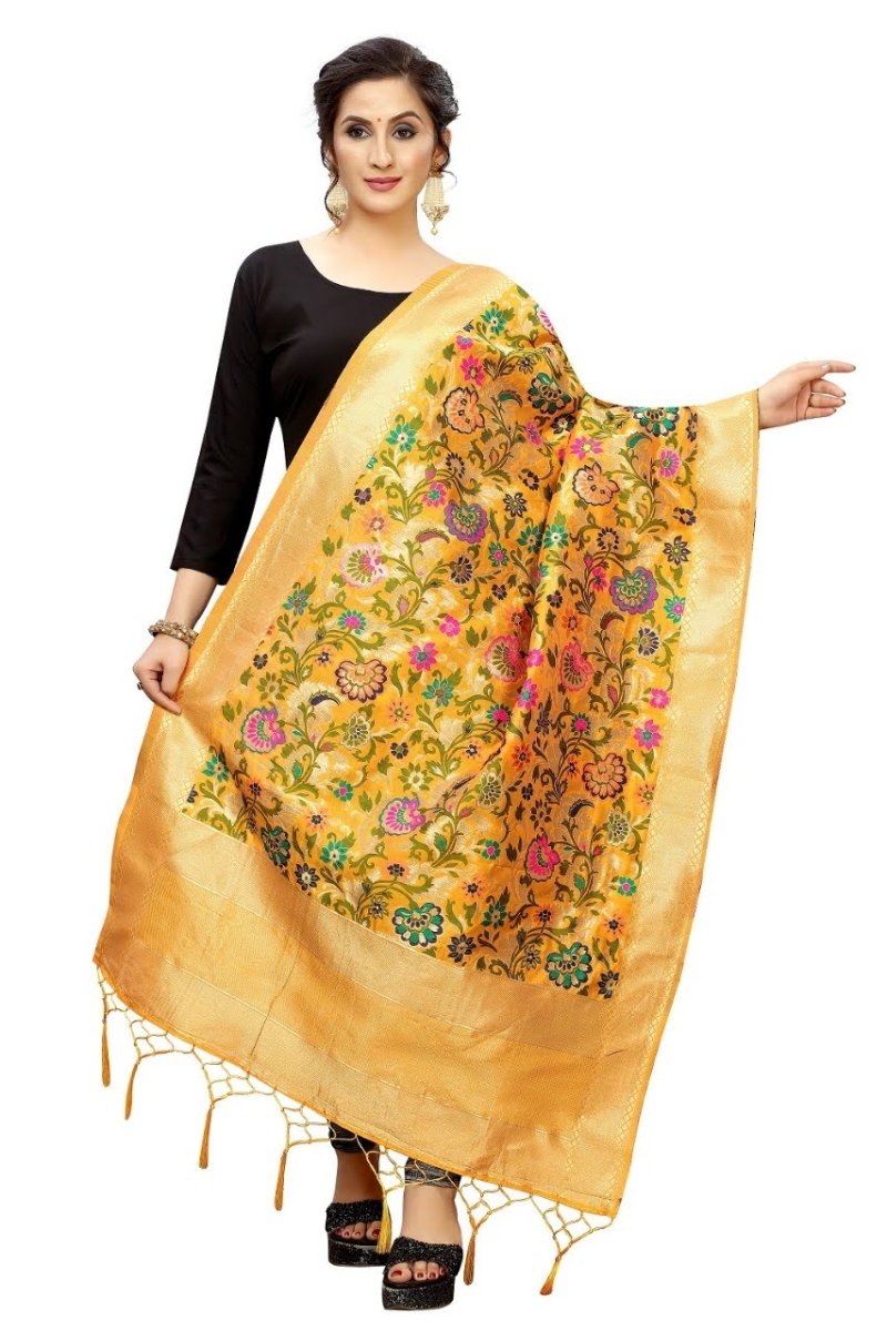 Banarasi Jacquard Weaving Patola Silk Dupatta - Leheriya
