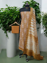Banarasi Mercerised Cotton Silk 3 pc Embroidery Salwar Suit - Leheriya