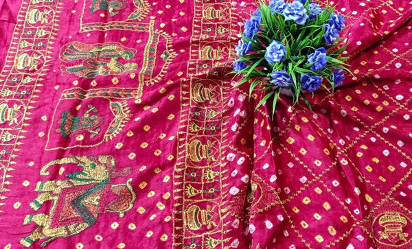 Banarasi Modal Silk Embroidery Bridal Dupatta Red Color - Leheriya