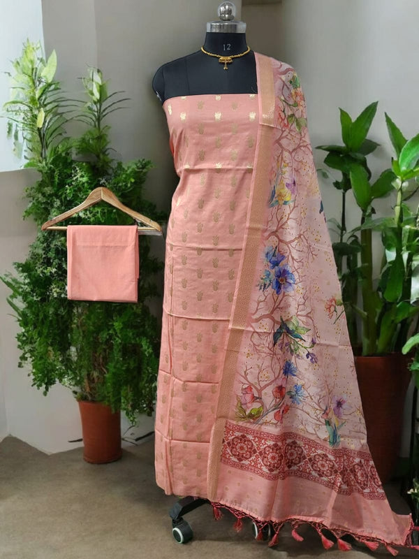 Banarasi Salwar Suit with Digital Print Dupatta - Leheriya