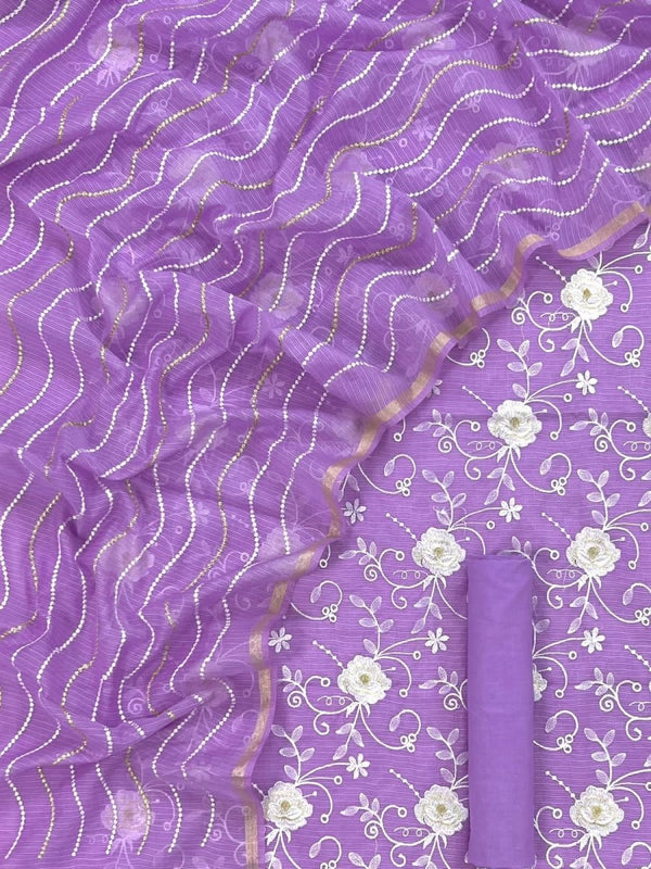 Banarasi Salwar Suit with Kota checks Embroidery Dupatta - Leheriya