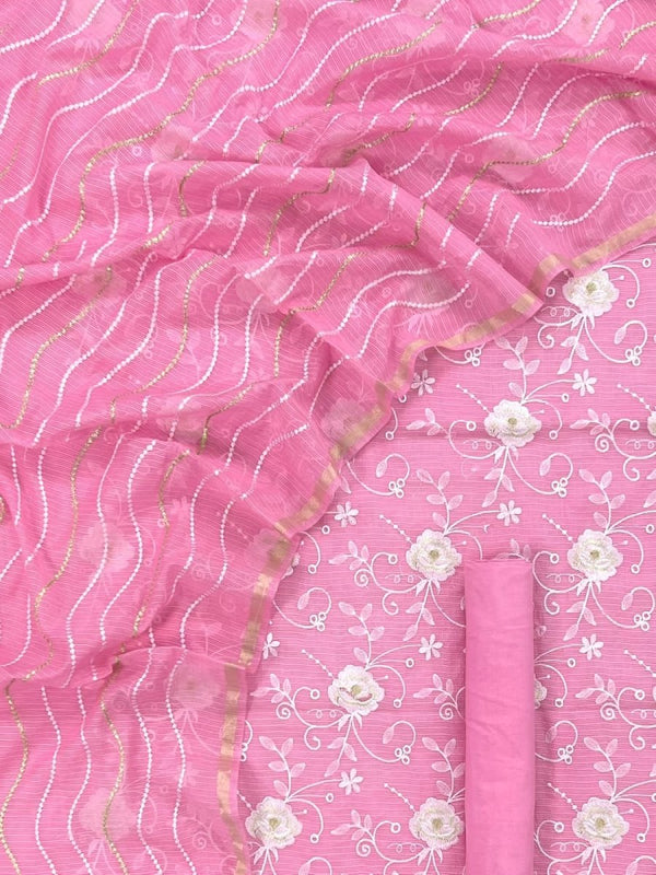 Banarasi Salwar Suit with Kota checks Embroidery Dupatta - Leheriya