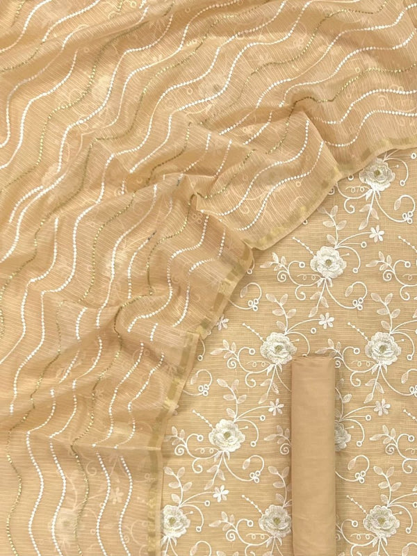 Banarasi Salwar Suit with Kota checks Embroidery Dupatta - Leheriya