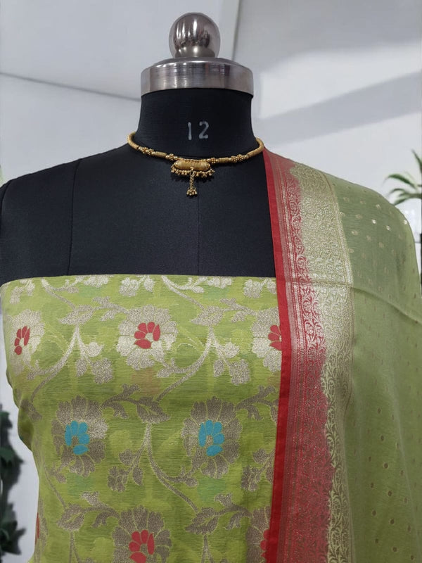 Banarasi Silk 3 pc Salwar Suit - Leheriya