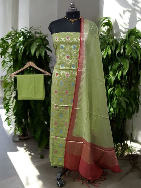 Banarasi Silk 3 pc Salwar Suit - Leheriya