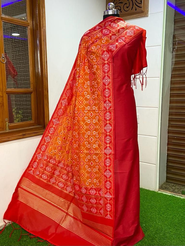 Banarasi Silk Premium Quality Plain Salwar Suit with Patola Woven Dupatta - Leheriya
