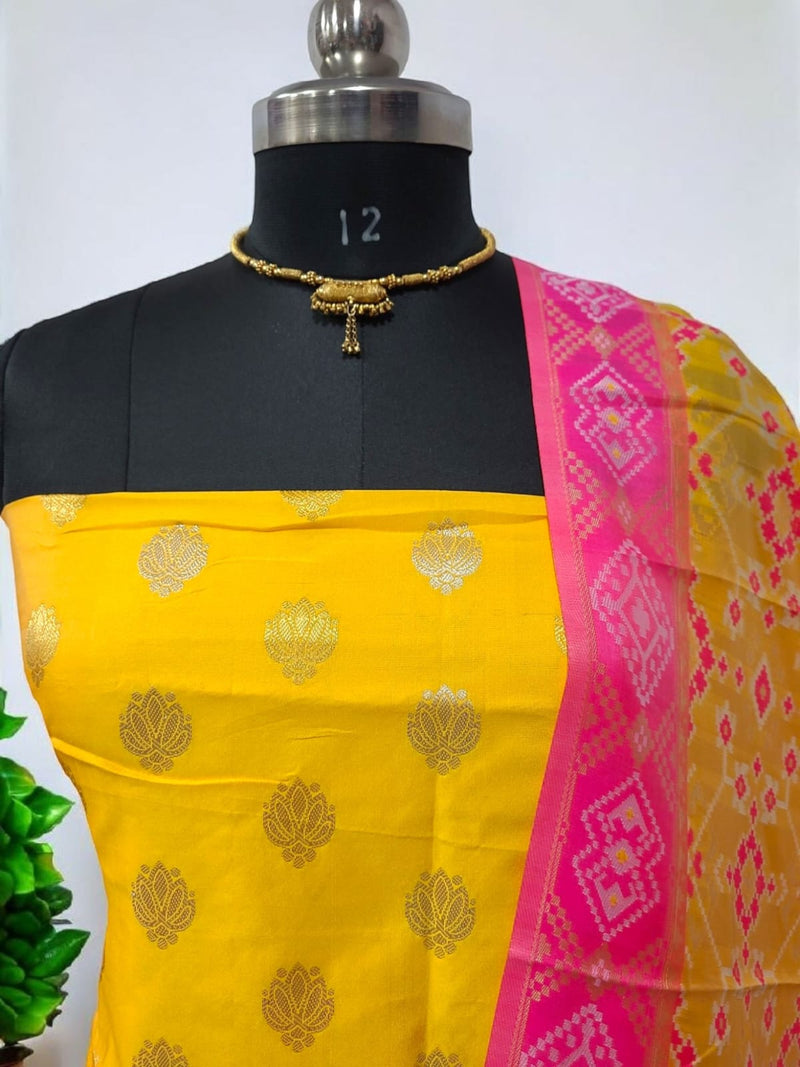 Banarasi Silk Premium Quality Salwar Suit with Patola Woven Dupatta - Leheriya
