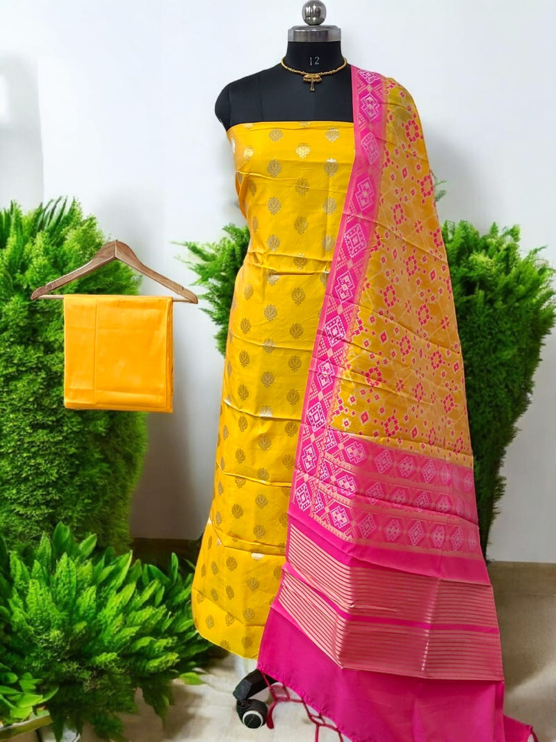 Banarasi Silk Premium Quality Salwar Suit with Patola Woven Dupatta - Leheriya