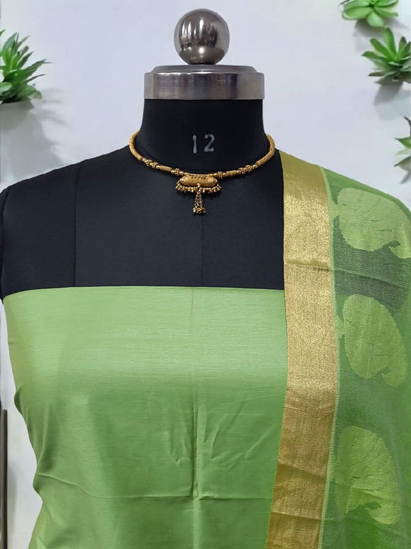 Banarasi Silk Unstitched Suit With Banarasi Dupatta - Leheriya