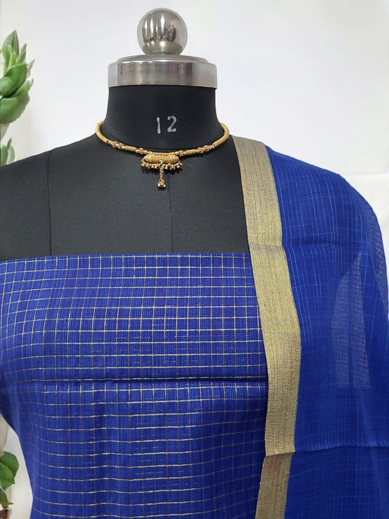 Banarasi Silk Unstitched Suit With Banarasi Dupatta - Leheriya