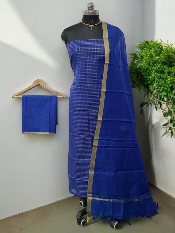 Banarasi Silk Unstitched Suit With Banarasi Dupatta - Leheriya