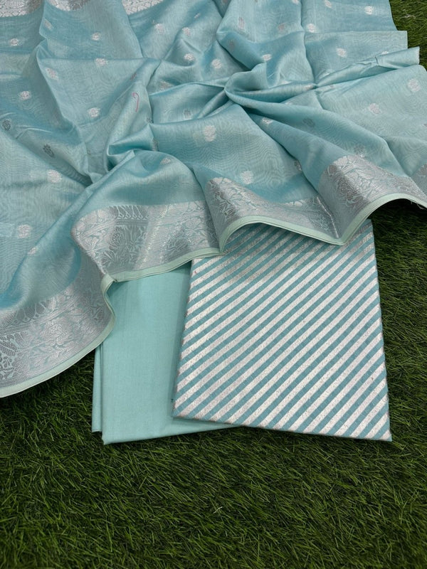 Banarasi Silk Unstitched Suit With Banarasi Dupatta - Leheriya