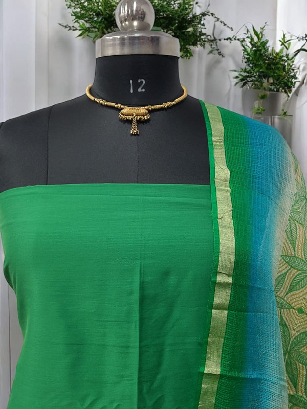Banarasi Silk Unstitched Suit With Banarasi Dupatta - Leheriya