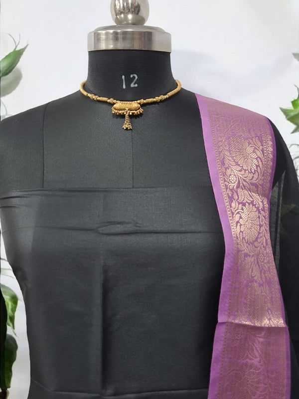 Banarasi Spun Silk Unstitched Salwar Suit - Leheriya