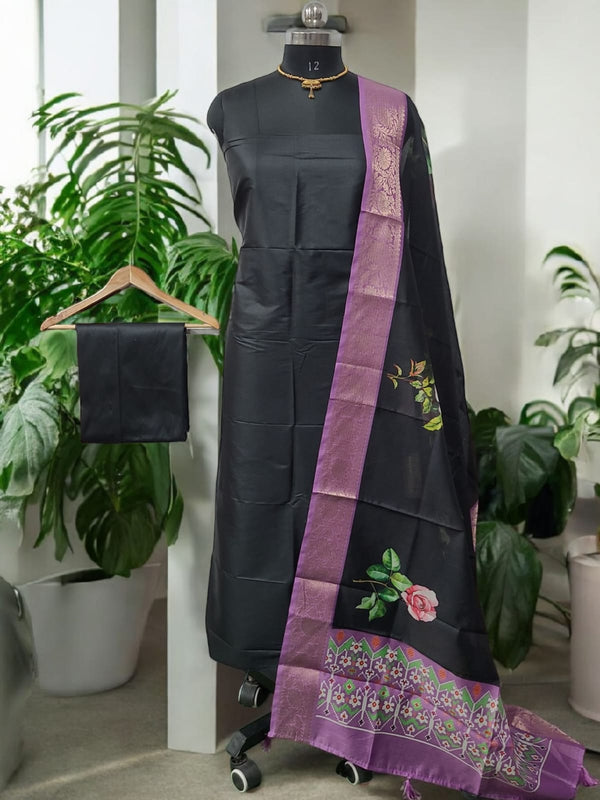 Banarasi Spun Silk Unstitched Salwar Suit - Leheriya