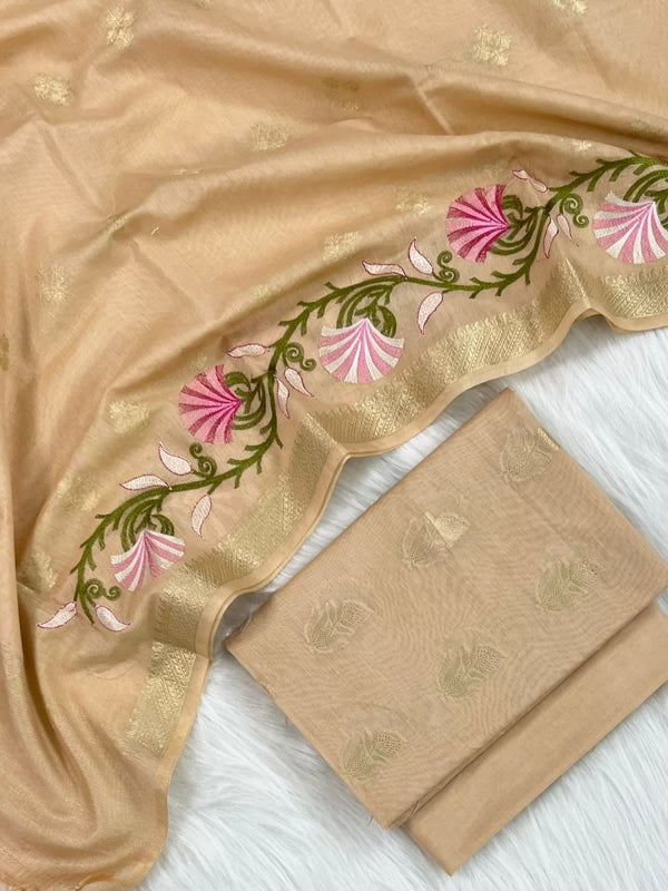 Banarasi Suit With Thread Embroidery Dupatta - Leheriya