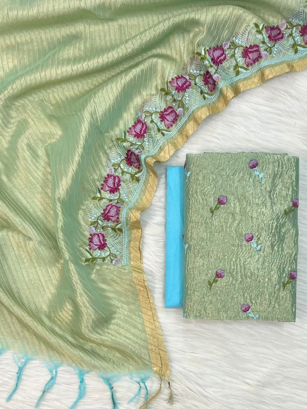 Banarasi Tissue Crush Salwar Kameez with Dupatta - Leheriya