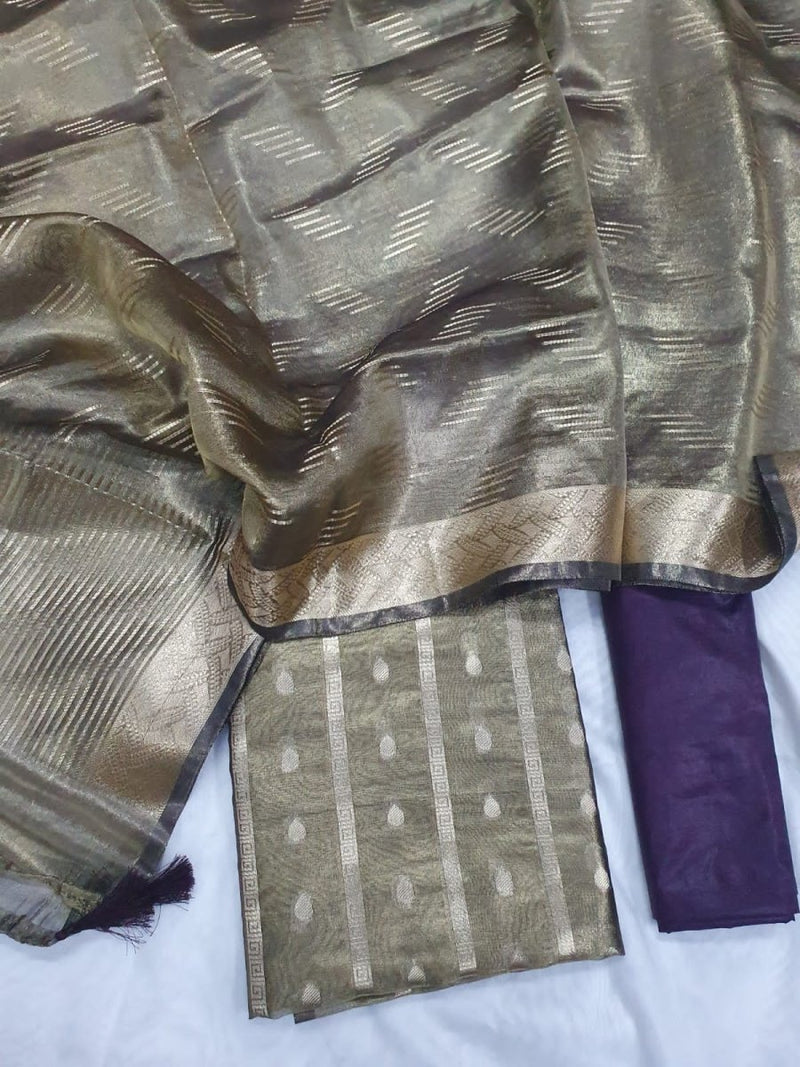 Banarasi Tisuue Silk 3 pc Salwar Suit - Leheriya