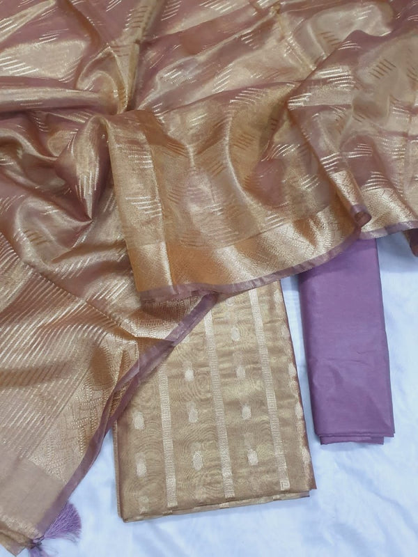 Banarasi Tisuue Silk 3 pc Salwar Suit - Leheriya