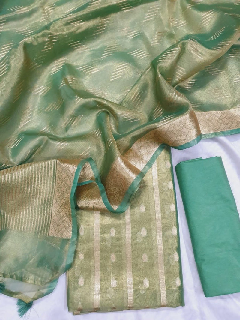 Banarasi Tisuue Silk 3 pc Salwar Suit - Leheriya