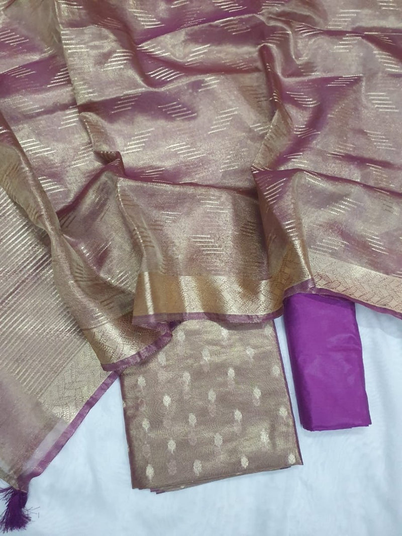 Banarasi Tisuue Silk 3 pc Salwar Suit - Leheriya