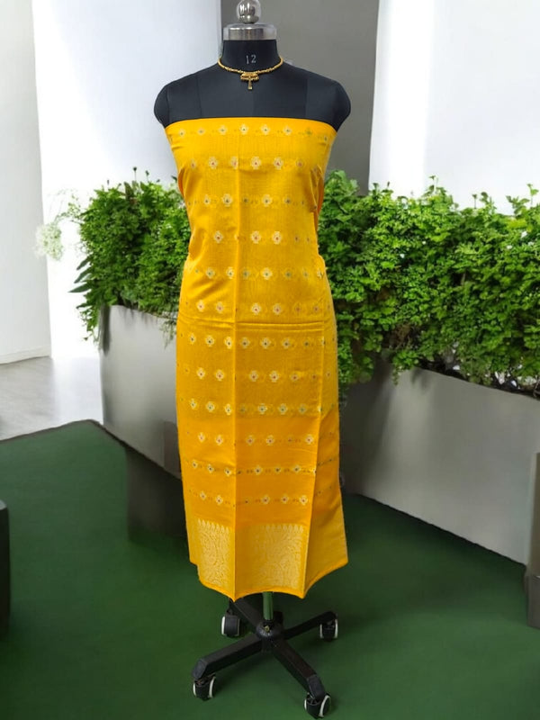 Banarasi Unstitched 3 pc Salwar Suit - Leheriya