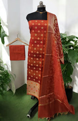 Banarasi Unstitched 3 pc Salwar Suit - Leheriya