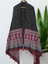 Bandhani Ajrakh Applique Dupatta from Barmer - Leheriya