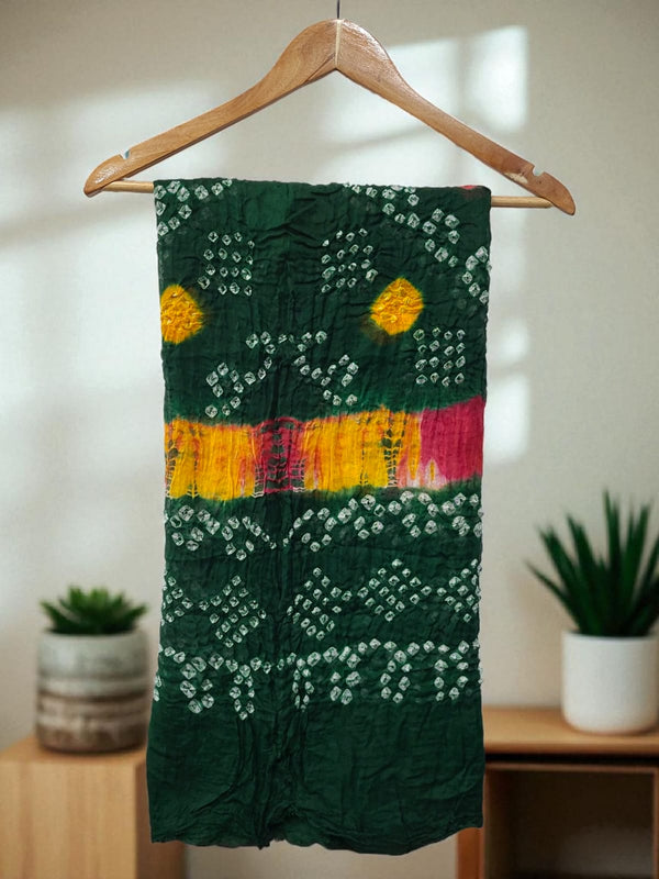 Bandhani Cotton with Resham Border 1 Pc Dupatta ||Multi - Dyeing Colorful|| - Leheriya