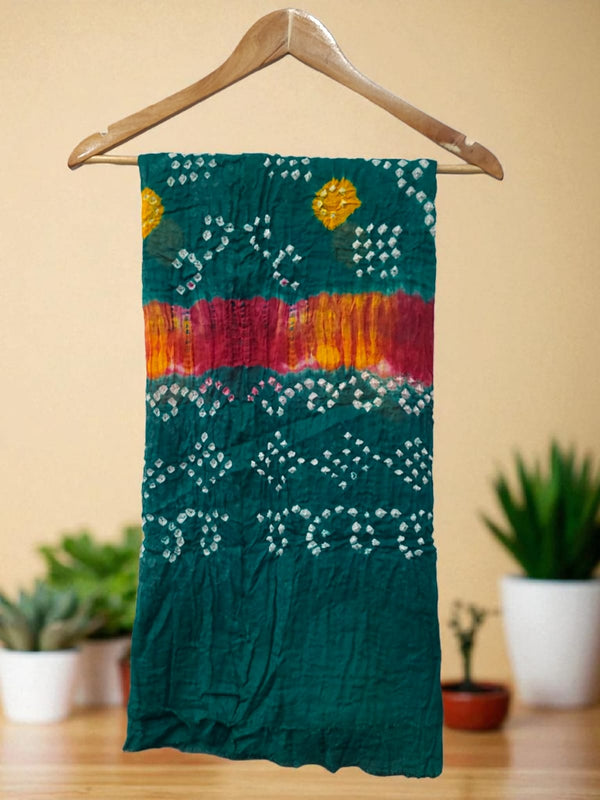 Bandhani Cotton with Resham Border 1 Pc Dupatta ||Multi - Dyeing Colorful|| - Leheriya