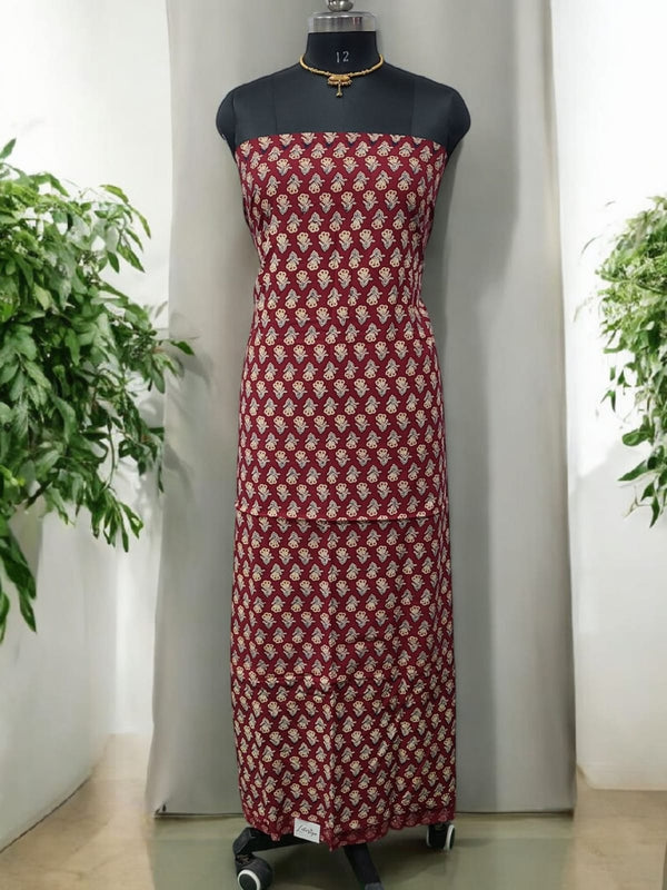 Bandhani dupatta & Ajrakh Fusion 2 pc Salwar Suit - Leheriya