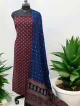 Bandhani dupatta & Ajrakh Fusion 2 pc Salwar Suit - Leheriya