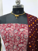 Bandhani dupatta & Ajrakh Fusion 2 pc Salwar Suit - Leheriya