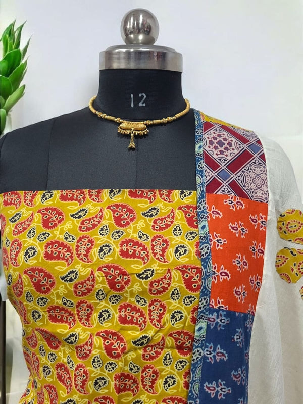 Bandhani dupatta & Ajrakh Fusion 2 pc Salwar Suit - Leheriya