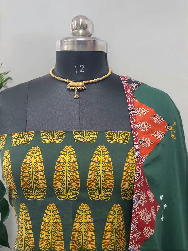 Bandhani dupatta & Ajrakh Fusion 2 pc Salwar Suit - Leheriya
