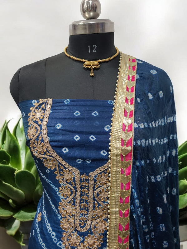 Bandhej Gharchola Silk Fabric Bandhej Salwar Suit - Leheriya