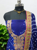 Bandhej Gharchola Silk Fabric Bandhej Salwar Suit - Leheriya