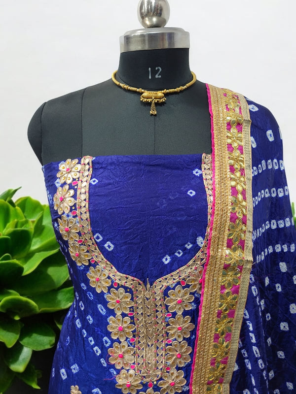 Bandhej Gharchola Silk Fabric Bandhej Salwar Suit - Leheriya