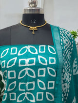 Beautiful Crafted Cotton Slub Batik Print 3Pc Unstitched Salwar Suit - Leheriya