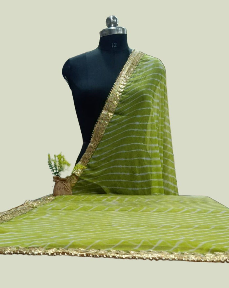 Beautiful Lacework Chiffon Leheriya Dupatta - Leheriya